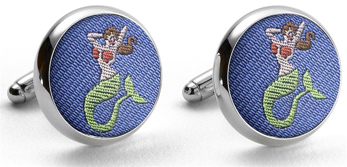 American Made Collared Greens Cufflinks - Silk Made in the USA