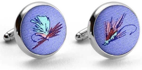 Hooked on Flies: Cufflinks - Light Blue