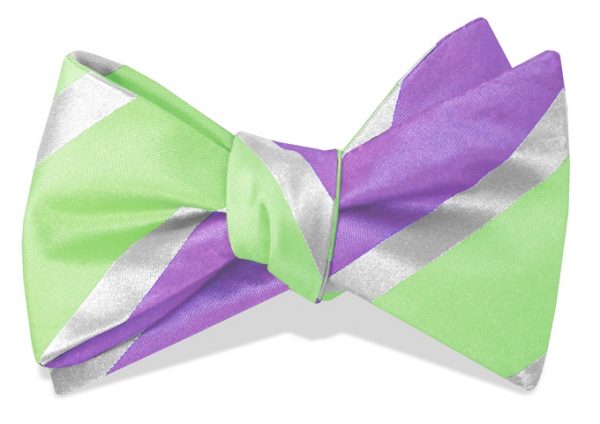 Linen Stripe: Bow - Lime/Violet