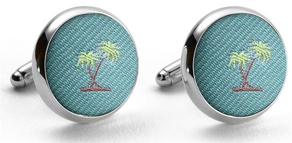 Pedigree Palm Trees: Cufflinks - Aqua