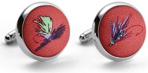 Hooked on Flies: Cufflinks - Coral