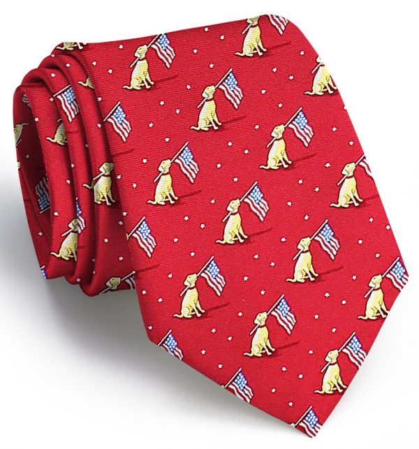 Dogs Love America: Tie - Red with Yellow