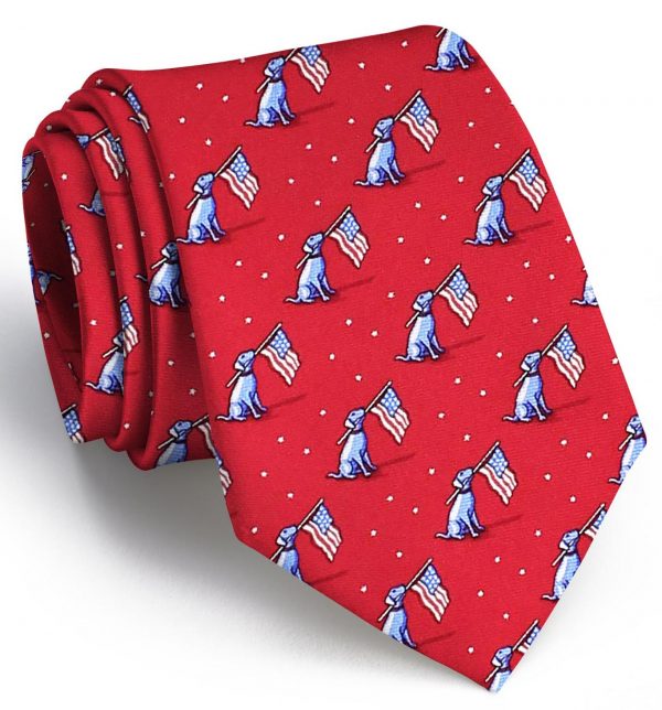 Dogs Love America: Tie - Red with Blue