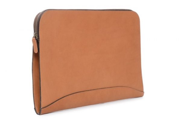 Grant: Zippered Leather Envelope - Mahogany