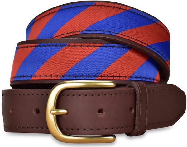 Clarkson Stripe: Pedigree English Woven Belt - Red/Blue