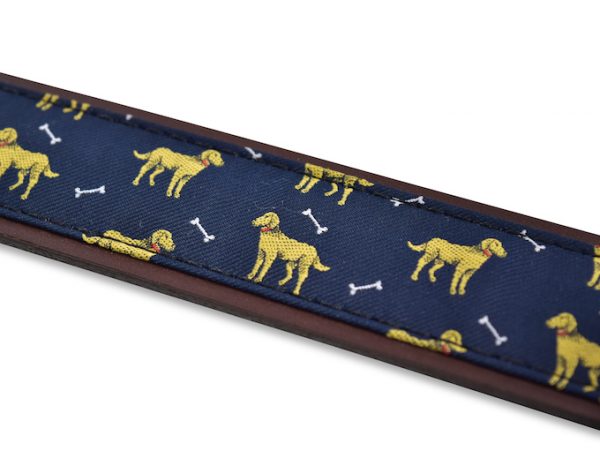 Yellow Labradors: Pedigree English Woven Belt - Navy