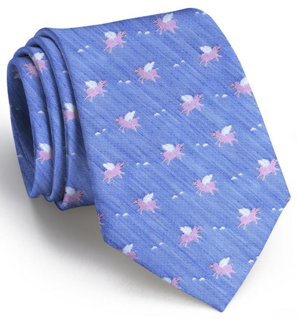 When Pigs Fly: Tie - Blue Linen
