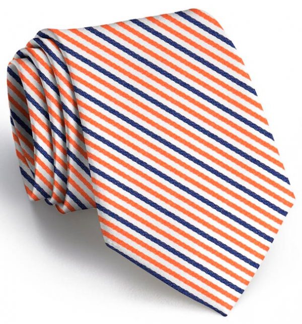 Emmet Stripe: Tie - Orange/Navy