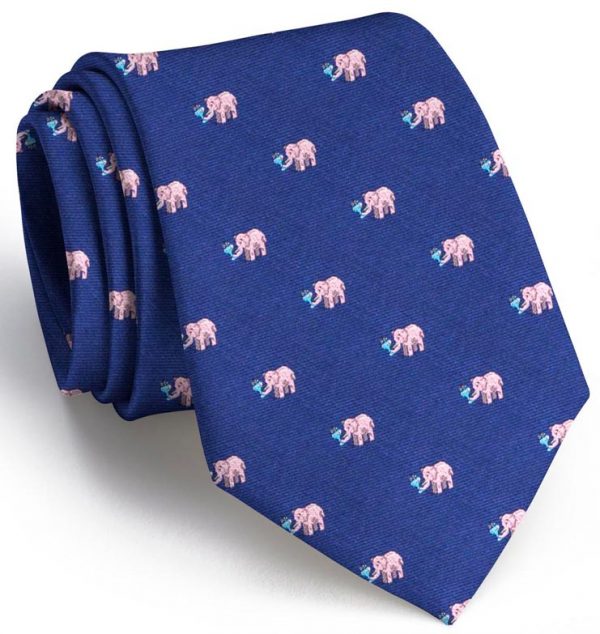 Pink Elephants Club Tie: Tie - Navy