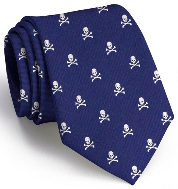 Skull & Crossbones Club Tie: Extra Long - Navy