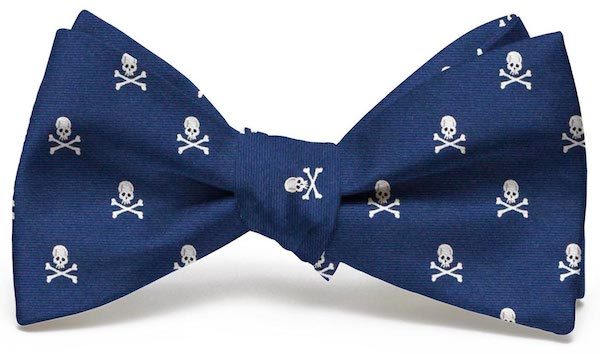 Skull & Crossbones Club Tie: Bow - Navy