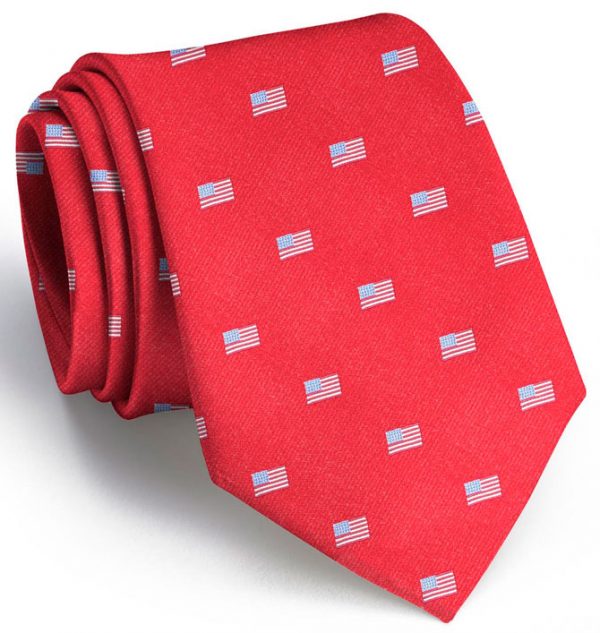American Flag Club Tie: Extra Long - Red