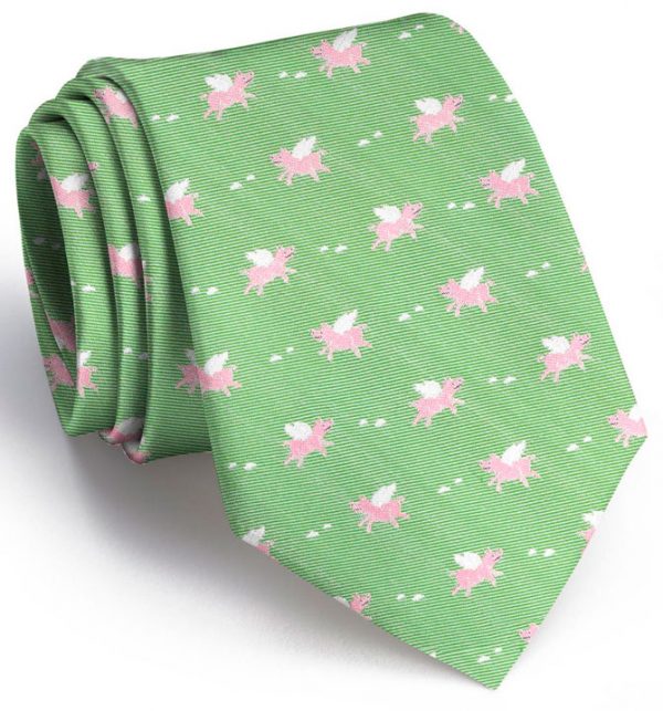 When Pigs Fly Club Tie: Extra Long - Lime