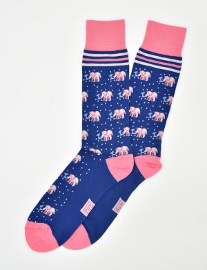 Pink Elephants: Socks - Mid Blue