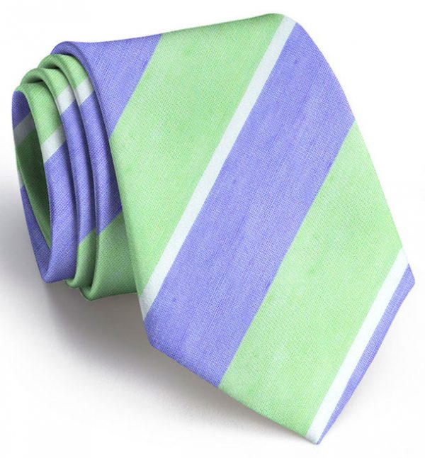 Linen Stripe: Tie - Lime/Violet