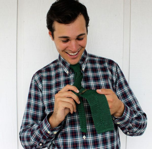 Italian Silk Knit: Tie - Mid-Blue
