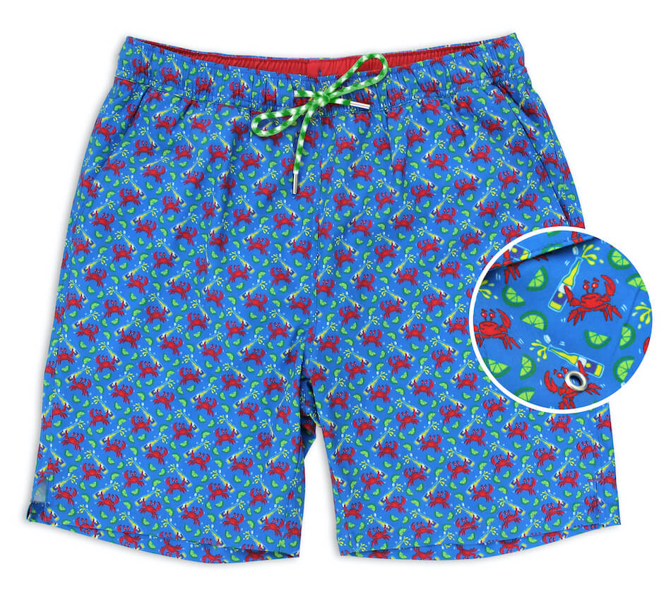 Drunken Crab: Swim Trunks - Blue - Bird Dog BayBird Dog Bay