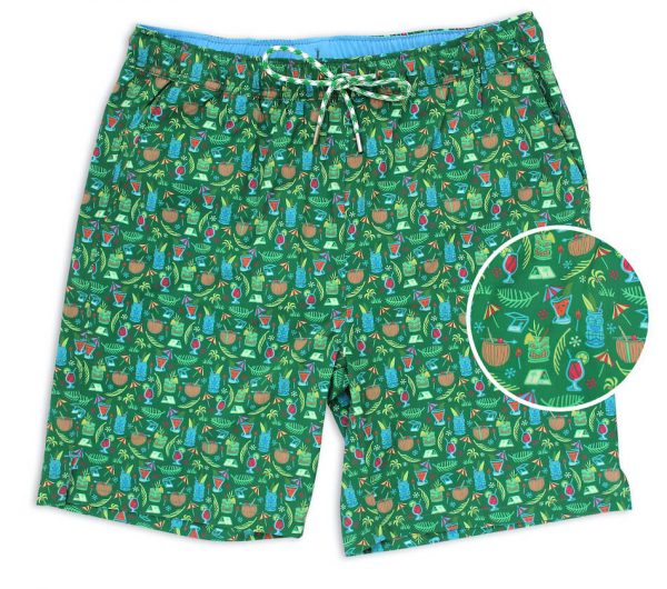 Tiki Happy Hour: Swim Trunks - Green