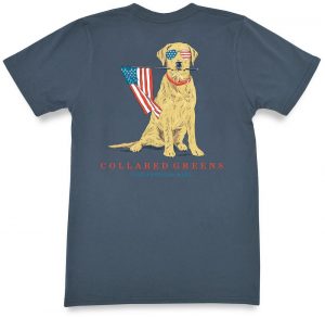 Patriotic Pup: Short Sleeve T-Shirt - Steel Blue