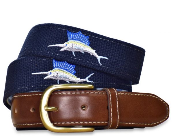 Marlin Magic: Embroidered Belt - Navy