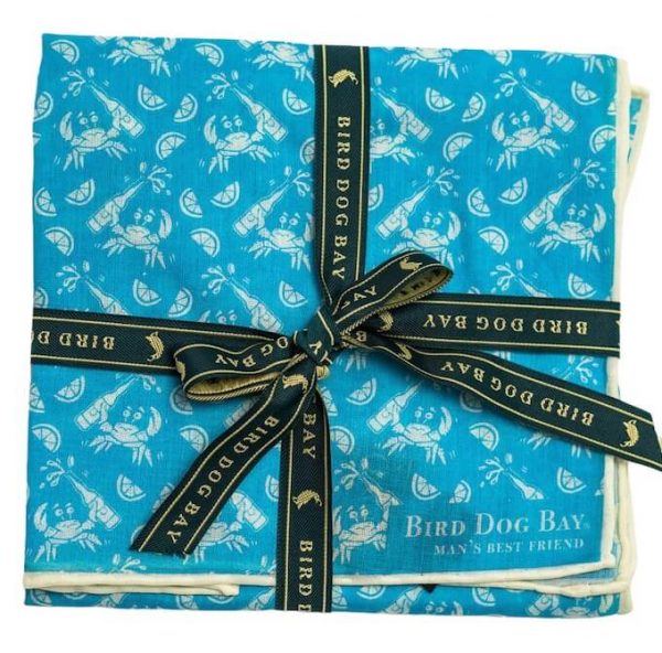 Drunken Crab: Cotton Pocket Square - Blue