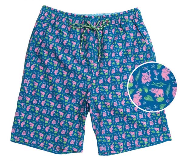 Pink Elephants: Swim Trunks - Blue