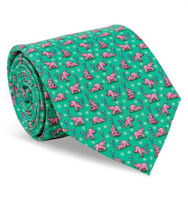 Pink Elephant Party: Tie - Green