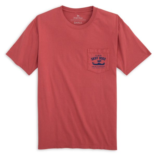 Skiff Dogs Hometown: Pocket Short Sleeve T-Shirt - Brick/Blue