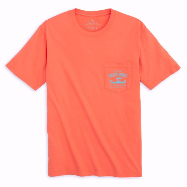 Skiff Dogs Hometown: Pocket Short Sleeve T-Shirt - Melon/Light Blue
