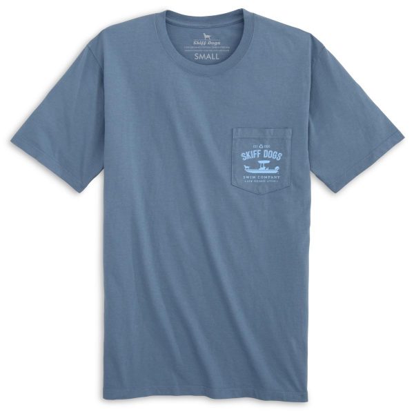 Skiff Dogs Hometown: Pocket Short Sleeve T-Shirt - Slate/Light Blue