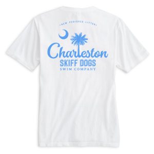 Skiff Dogs Hometown: Pocket Short Sleeve T-Shirt - White/Light Blue