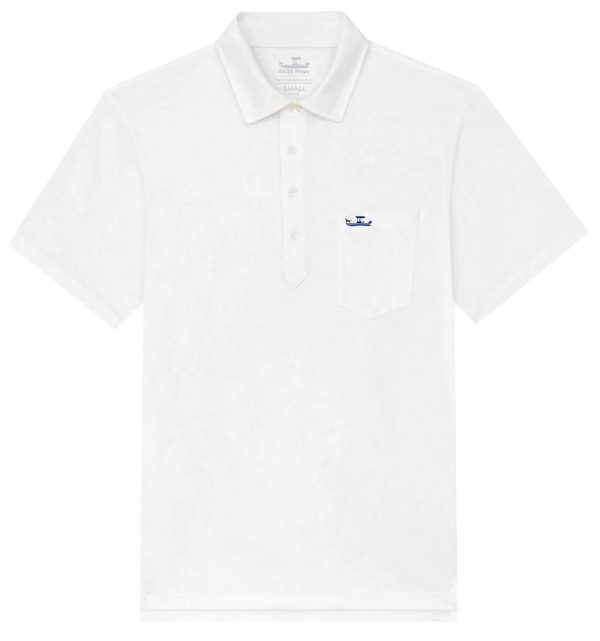 Upcycled Surf Polo: Skiff Dogs - White