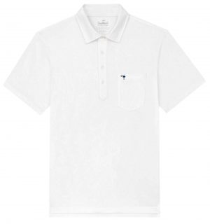 Upcycled Surf Polo: Palmetto Moon - White