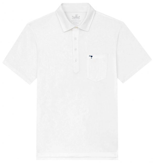 Upcycled Surf Polo: Palmetto Moon - White