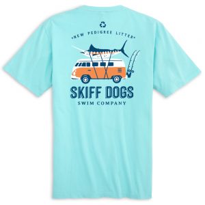 Motorin' Marlin: Pocket Short Sleeve T-Shirt - Aqua