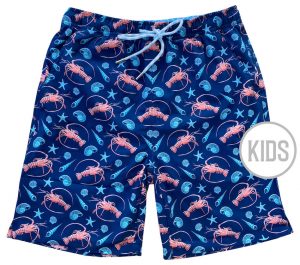 Spiny Lobster Season: Kid's Swim Trunks - Deep Blue