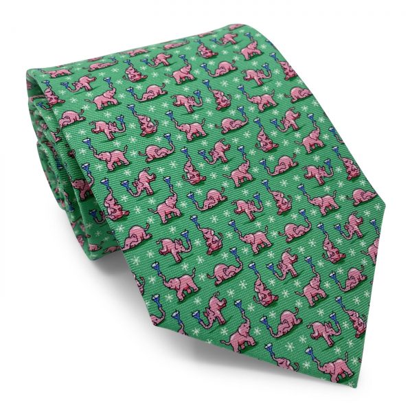 Pink Elephant Party: Tie - Green