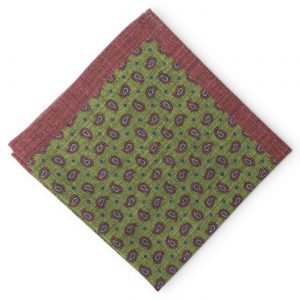 Pines: Silk/Wool Pocket Square - Red