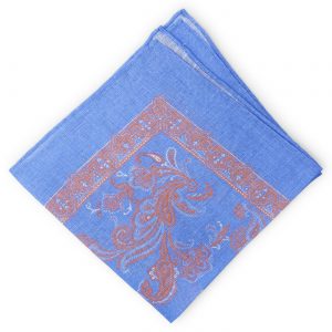 Elbow Beach: Linen Pocket Square - Blue