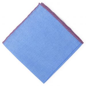 Half Moon: Linen Pocket Square - Blue/Red