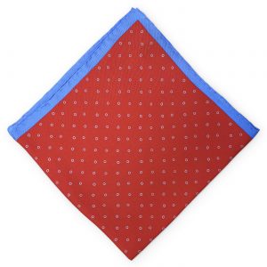 Tiny Circles: Silk Pocket Square - Red/Blue