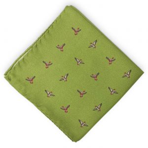 Red Heads: Silk Pocket Square - Olive