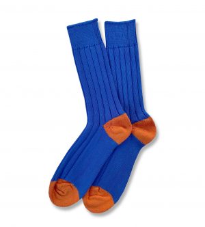 Wide Wale: Blue/Orange - Cushioned Combed Cotton