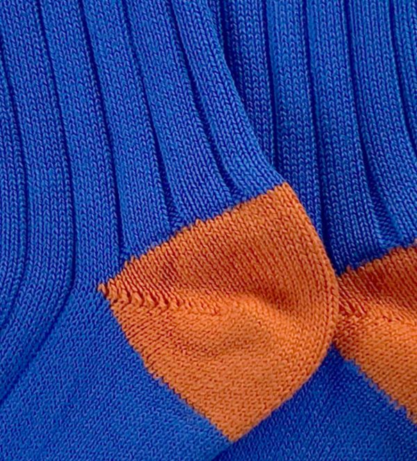 Wide Wale: Blue/Orange - Cushioned Combed Cotton