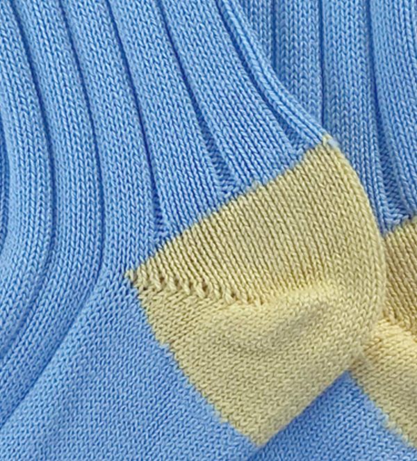 Wide Wale: Light Blue/Yellow - Cushioned Combed Cotton