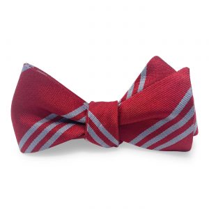 College Collection Stripes: Bow - Dark Red/Silver